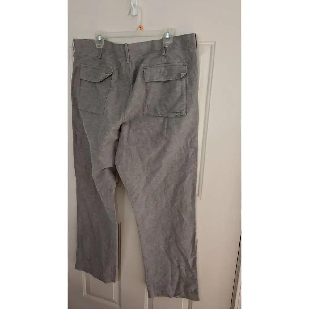 Banana Republic Grey Linen Cotton Blend Pants, Size 38/32 Straight Fit Slacks